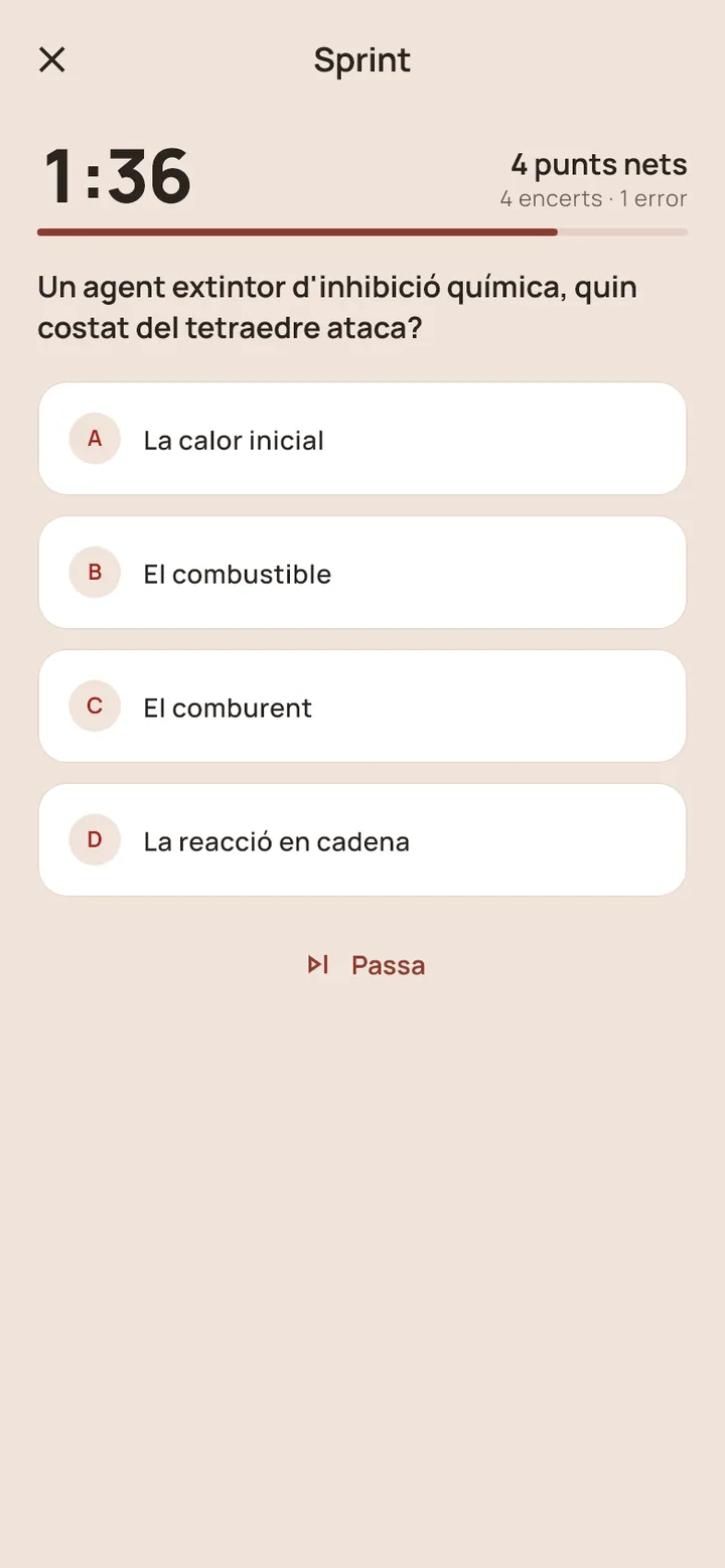 Test sota pressió en marxa: una pregunta amb el temps i els punts nets.
